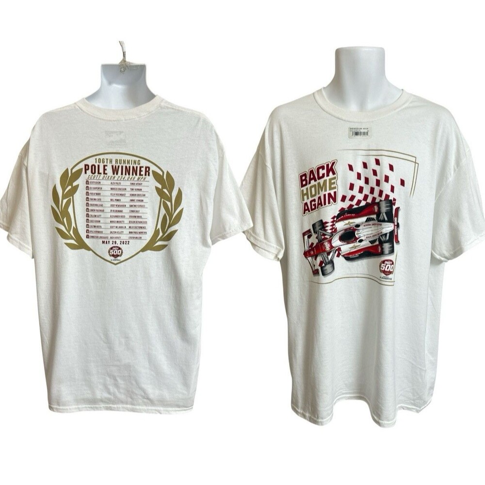 NEW Back Home Again 106th Pole Winner INDY 500 Men's XL Indy Car Shirt White